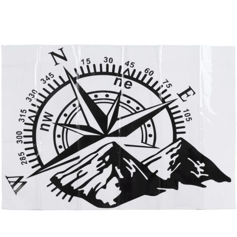 Autocollant motif boussole de voiture 48x34cm, décalcomanie de montagne, décoration universelle pour vitre arrière, capot, carrosserie de porte