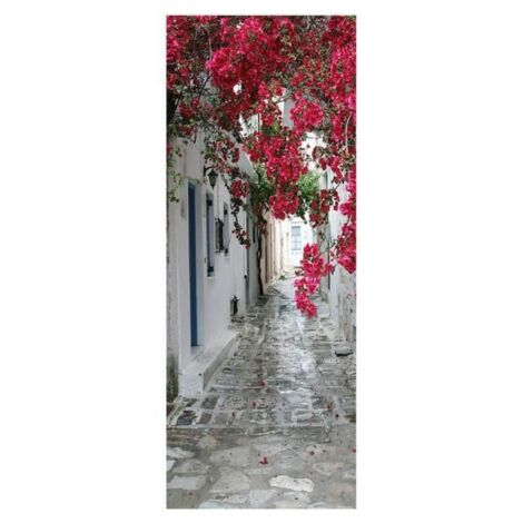Autocollant Mural 3D Fleur, Décor de Porte Trompe-l'œil pour Salon et Chambre, Papier Peint Imperméable.