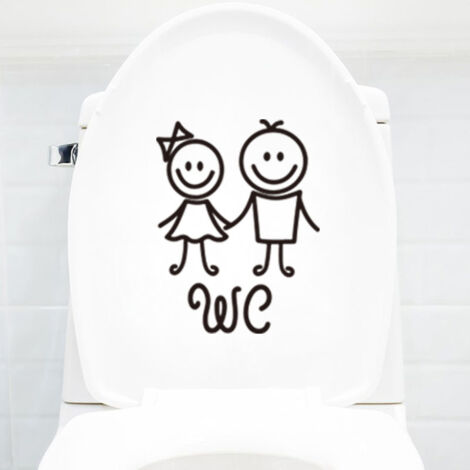 Autocollant mural amusant pour salle de bain ou cuisine : visage souriant - Toilettes