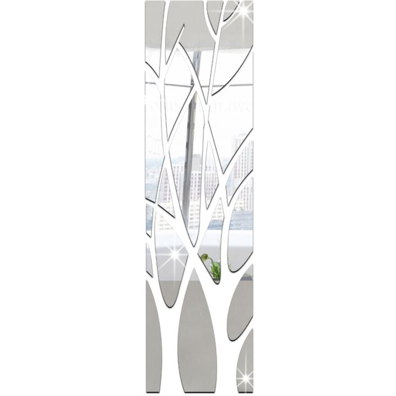 Ensoleille - Autocollant mural de miroir 3D , autocollant de mur de miroir acrylique amovible auto-adhésif, bâton d'art mural pour la décoration de