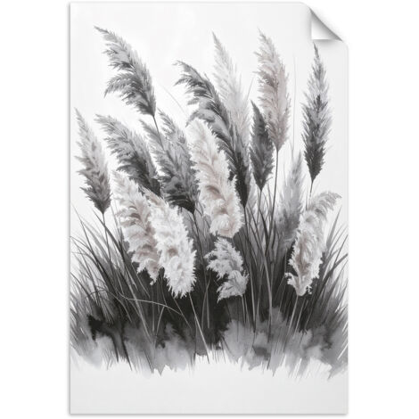 Autocollant mural Herbe de la pampa noir et blanc 40x60