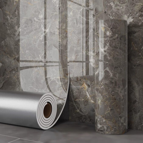 Autocollant mural imitation marbre gris roche — 60 cm de large x 3 m de long. Idéal pour cuisines, salles de bain, salons, placards et chambres