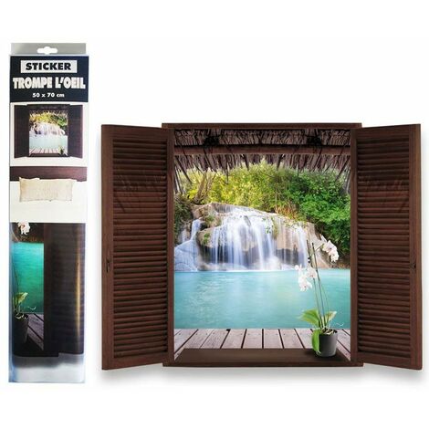 Autocollant Mural La cascade en Trompe lil