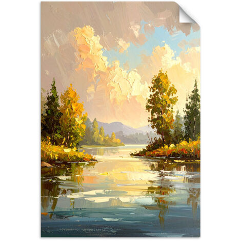 Autocollant mural Lac et arbres dans le paysage 70x100