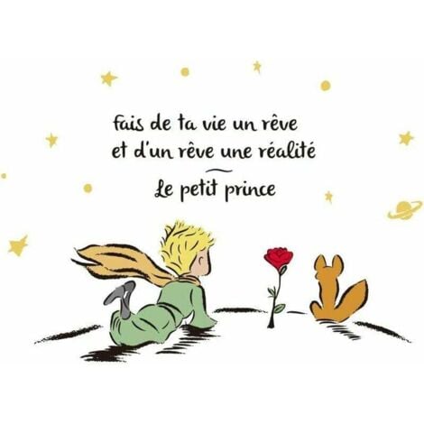 Autocollant Mural Le Petit Prince Stickers Muraux Citations Fais de ta Vie Un rêve Décoration Murale Pépinière Chambre Bébé Enfant Garderie