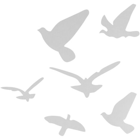 Autocollant mural miroir en forme d'oiseau - Pack de 11 pièces, argenté, décoratif DIY pour salle de séjour et chambre - Matière plastique résistante