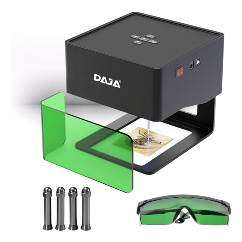 Graveur DAJA DJ6, machine de gravure portable pour bricolage, marquage de logos artisanaux, zone de gravure 80 x 80 mm, avec 4 colonnes surélevées et