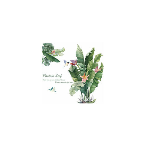 Autocollant Mural Plante Verte,Sticker Mural Plante Tropicale, Papier peint avec feuilles de banane et feuilles tropicales vertes, DIY Mur Art Décor Décorations Pour La Maison pour Salon
