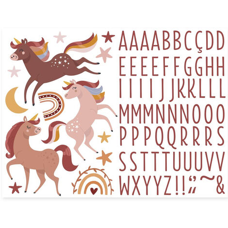 Autocollant Mural pour enfants avec prénom licornes