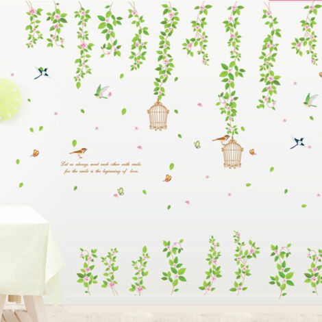 Autocollant Muraux Feuille Verte,Sticker Mural Nature Feuilles Trop