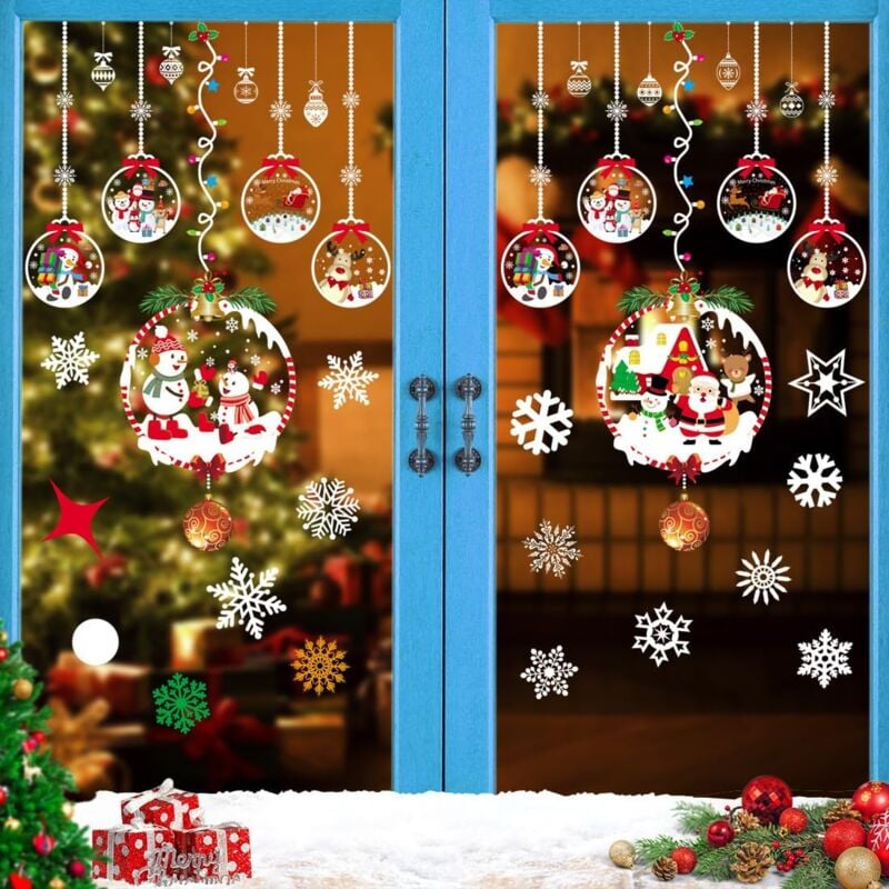 Bluedeer - Autocollant Noël Fenêtre, Stickers Noel Fenetre Réutilisable Amovible Statique pvc Grand Autocollants pour Magasin Vitre Vitrine Porte,