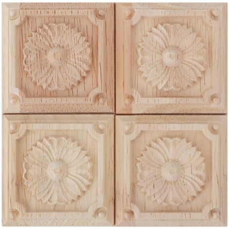 Autocollant non peint pour décoration de meubles, 4 pièces, applique à carreaux sculptée (C)