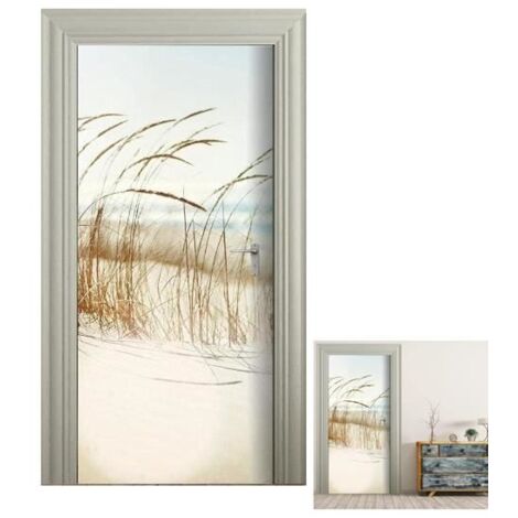 Autocollant Porte 3D "Dunes de Sable" - Sticker PVC Autoadhésif Décoratif Trompe-l'œil 77 x 200 cm