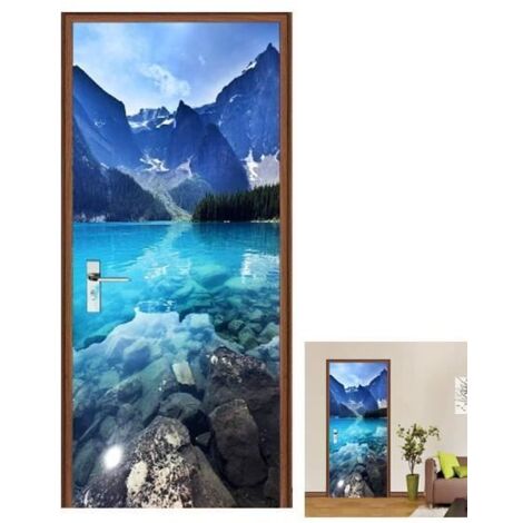 Autocollant Porte Photo Effet Trompe-l'œil - Papier Peint 3D pour Portes Intérieures Bureau, Chambre, Salon - Motif Glacier