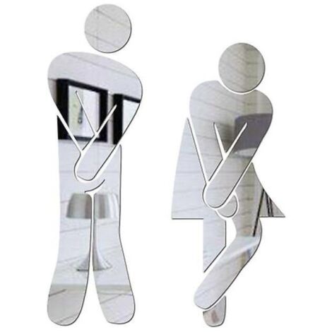 Autocollant pour miroir avec logo de toilettes, panneaux détachables et mignons pour toilettes hommes et femmes