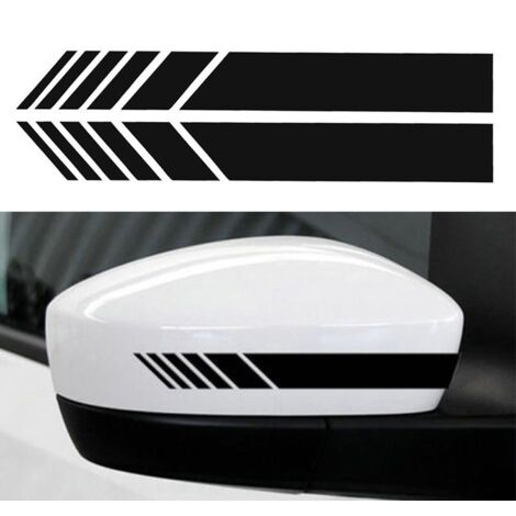 Autocollant pour rétroviseur de voiture de 14 x 3 cm (noir) à motif rayé