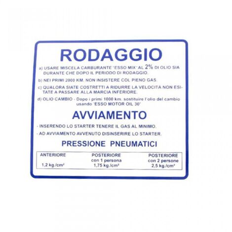 Autocollant pour scooter Piaggio 180 Vespa Rally 1968 à 1973