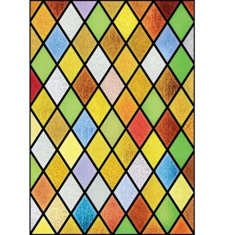 Autocollant pour vitrail Diamant coloré, autocollant pour verre Arlequin, 100 cm x 50 cm