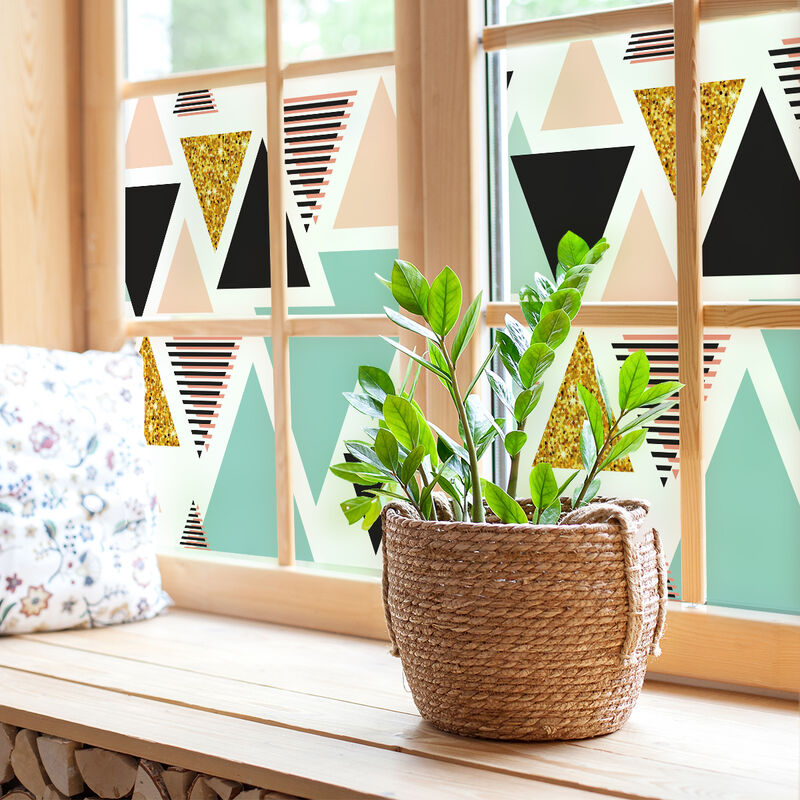 Film Fenêtre Anti Regard Occultant - triangles scandinaves - Stickers pour Vitres & Porte de Douche - 40x100cm