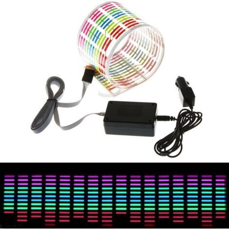 Autocollant pour voiture avec capteur d'activation sonore et musical, lumière LED, égaliseur, lueur, 45 x 11 cm