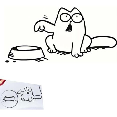 Autocollant pour voiture Chat et gamelle, plusieurs couleurs