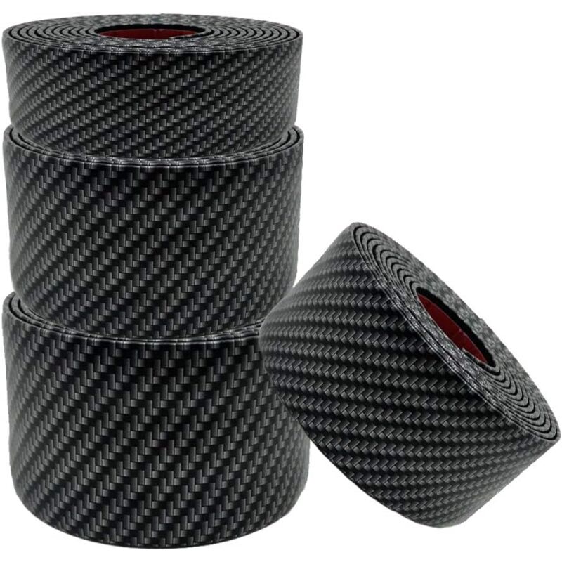 KZQ - Autocollant Seuil Fibre Carbone Universel,Bande Seuil Voiture Universelle, 4 Pièces Protecteur Seuil Voiture Noire Porte, Seuil Film Protection