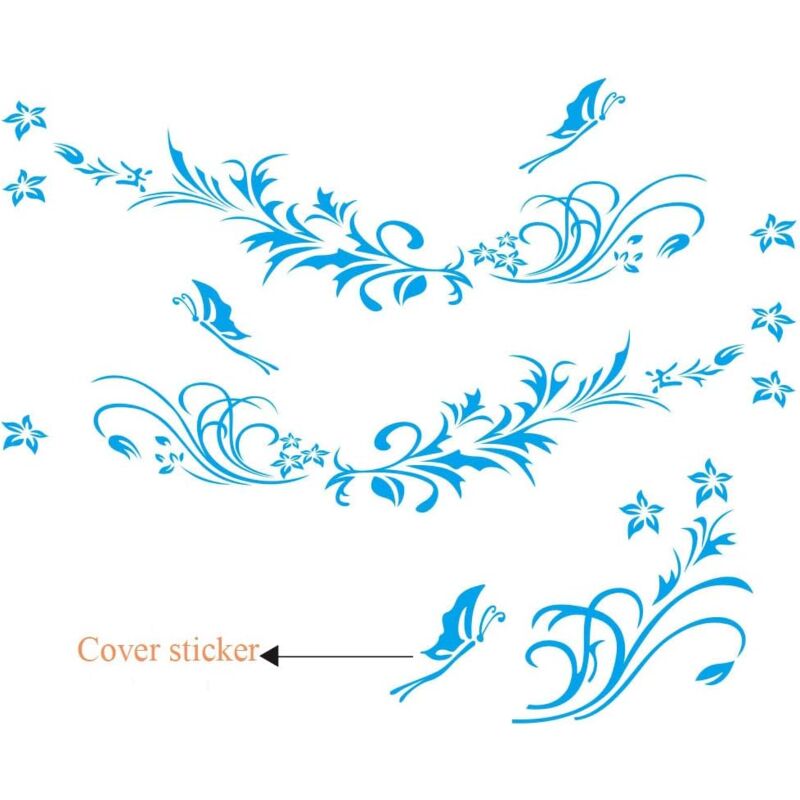 Autocollant universel double face pour voiture, motif fleur de vigne, pour capot, 66,9 pouces (bleu)