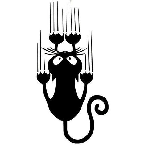 Autocollant voiture autocollant griffe de chat scratch sticker réfléchissant mignon Pussycat scratch autocollant de moto de voiture 2pcs noir