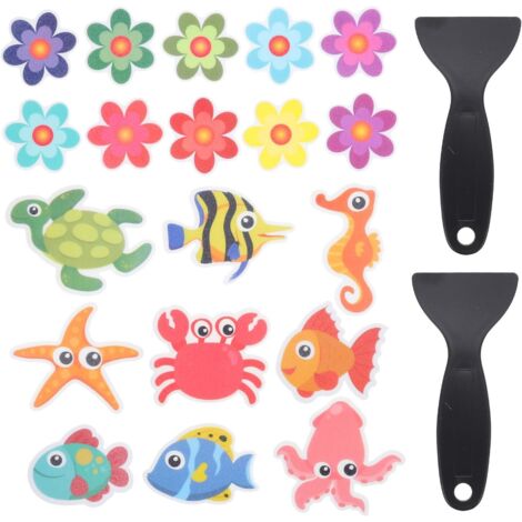 Autocollants Antidérapants pour et Lot Motifs Marins Colorés et Fleurs