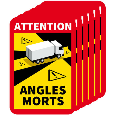 Autocollants Attention Angles Morts Poids Lourds (M0374). Lot de 6 .  - Lot de 6