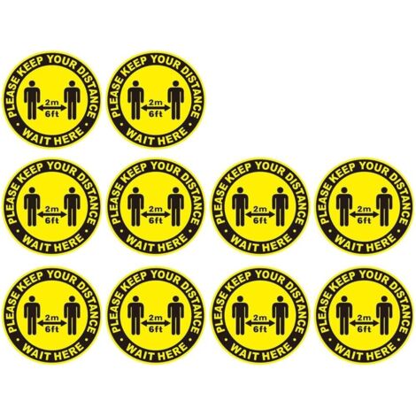 Autocollants au Sol Signe de Sécurité au Solr - 10pcs (Jaune)