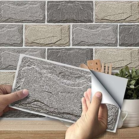 Autocollants de carreaux de mur, Le carrelage mural imperméable auto-adhésif transfère décalcomanies de carreaux 3D bricolage pour la, la salle de bain, décoration intérieure-Fei Yu