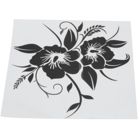 Autocollants de décoration extérieure d'automobile en vinyle de décalcomanie de fleur universelle pour moto camion SUV noir