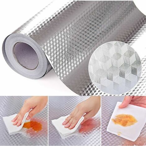 Autocollants de dosseret de cuisine papier peint, autocollants de cuisine auto-adhésifs autocollants de papier d'aluminium de cuisine résistant à l'huile autocollant de poêle étanche