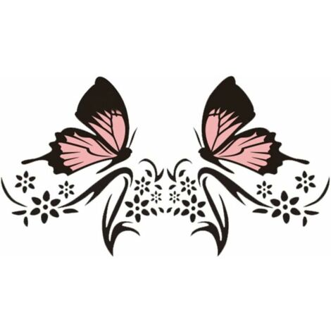 Autocollants de Fleurs de Papillon de Voiture,  2PCS（rose） Autocollants de Voiture Étanche Phare Scratch Decal Accessoires de Voiture pour Ordinateurs Planches à Roulettes Valises Murs,Noir Rose