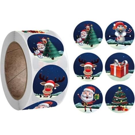 Autocollants de Noël en Rouleau pour Fenêtres, Cartes, Cadeaux, Boîtes et Artisanat