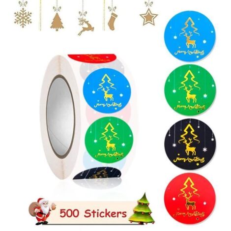 Autocollants de Noël - Non spécifié - Étiquettes rondes - 500 pièces - 2,5 cm - Papier kraft