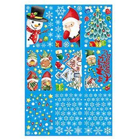 Autocollants de Noël pour fenêtres, décorations de Noël à faire soi-même, autocollants pour fenêtres, Père Noël, bonhomme de neige, autocollant de porte, autocollants statiques amovibles (Noël)