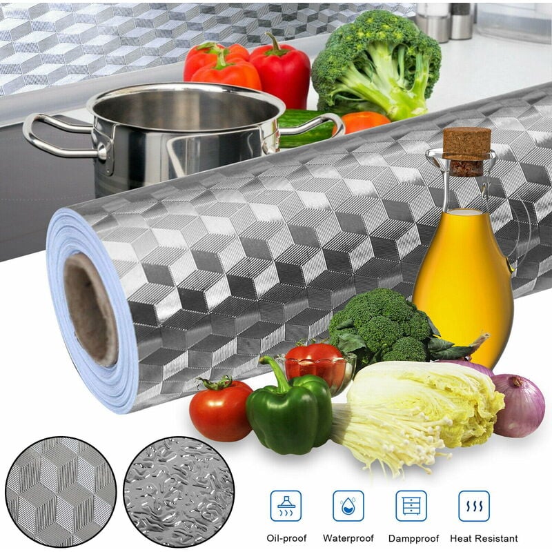 

Autocollants de papier peint de cuisine, autocollants de papier d'aluminium de cuisine auto-adhésifs, autocollant imperméable de cuisinière de