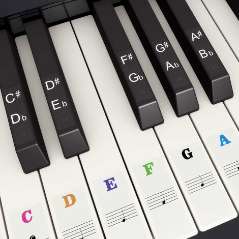 1 Pièces Étiquettes De Notes De Clavier De Piano Amovibles 88