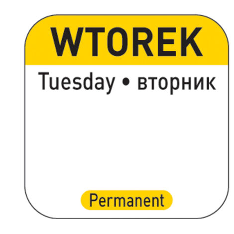 Autocollants de sécurité alimentaire pour contenants réutilisables Mardi PL RU EN 1000 pièces Hendi 850084