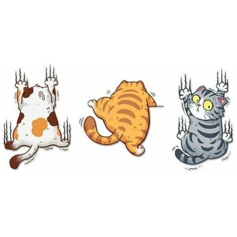 Autocollants de voiture chat drle, dessin animé 3D animaux chat chaton autocollants bricolage voiture Tuning autocollants chat fenêtre autocollants étanche PVC chat autocollants chaton stickers murau