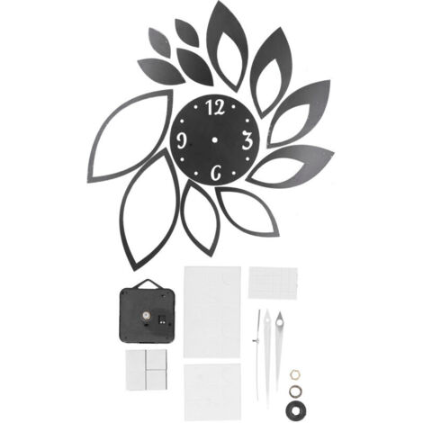 Autocollants d'horloge murale miroir, bricolage, décor moderne pour la maison, autocollant de fond de salon noir-Crezuo
