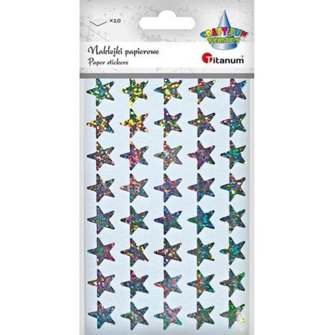 Autocollants étoiles TITANUM - 400 pièces, 10 planches, argent, brillant
