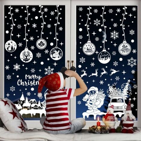 Autocollants Fenêtre Noël Réutilisables et Amovibles, Décoration de Noel Fenetre Stickers DIY Amovibles, Décoration de Noël en PVC pour Vitres