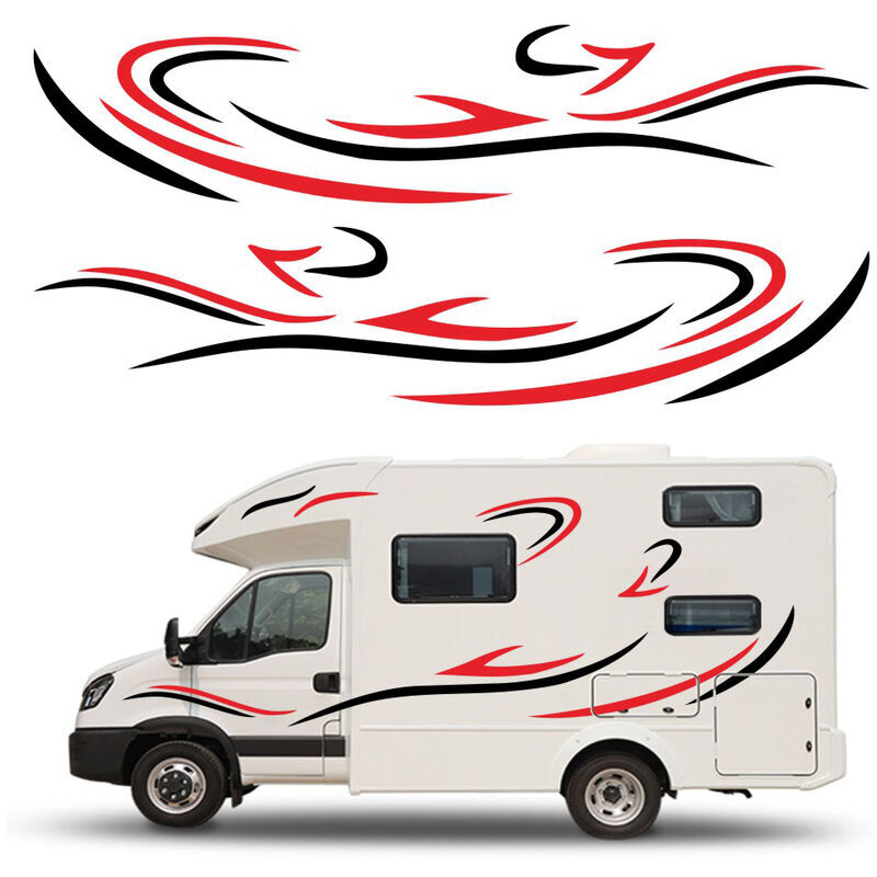 Autocollants graphiques latéraux de carrosserie de camion pour camping-car caravane camping-car rouge,Autocollant de carrosserie auto autocollant