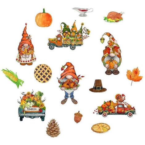 Autocollants magnétiques Thanksgiving, automne, récolte, dinde, feuille de maïs, gnome, aimants festifs pour réfrigérateur, décoration à faire soi-même