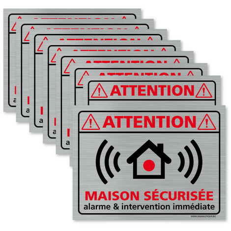 Autocollant Alarme Maison - Alarme Sécurité, Lot de 14