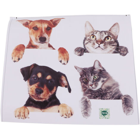 Autocollants muraux amovibles créatifs pour chambre - Décoration murale chat et chien dessin animé