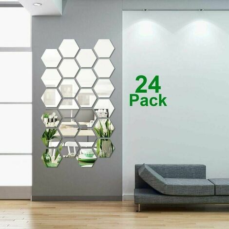 Autocollants muraux amovibles en acrylique miroir réglable de 24 pièces pour la décoration du salon familial et de la chambre